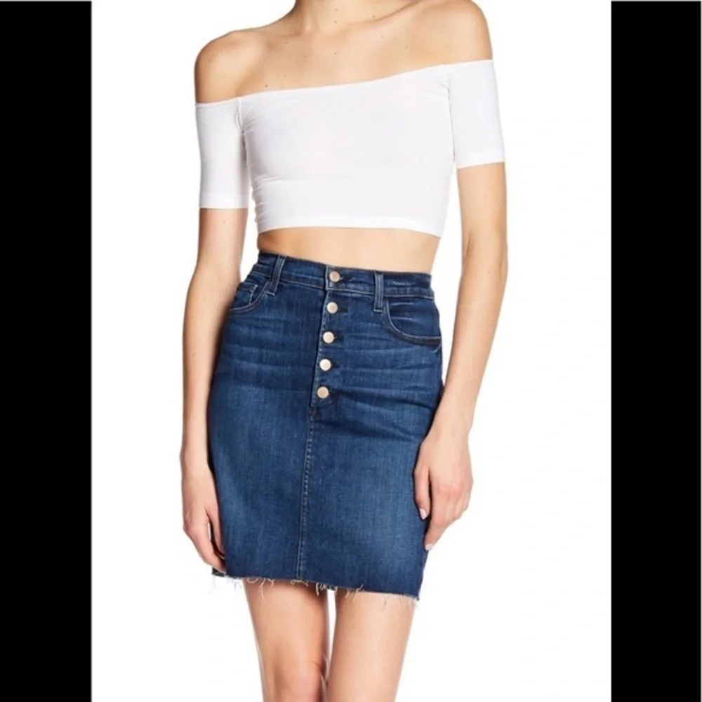 J Brand Roleen Luna Rose Blue Cutoff Denim Skirt